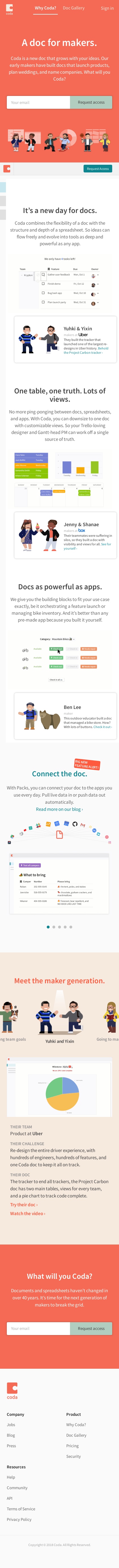 Example of Design for Computers & Electronics, Software, Mobile Landing Page by coda.io | Mobile Landing Page Design