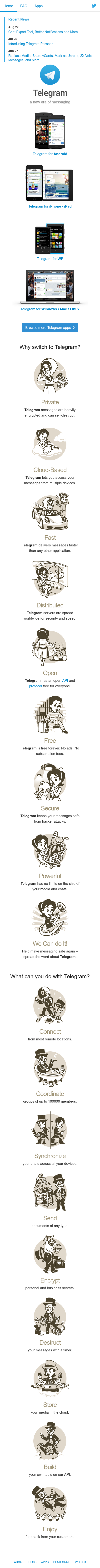 Example of Design for Computers & Electronics, Mobile Landing Page by telegram.org | Mobile Landing Page Design