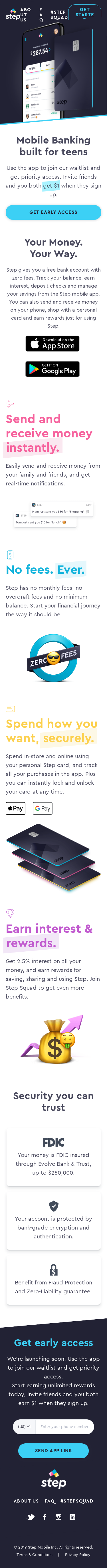 Example of Design for Finance, Banking, Mobile Landing Page by step.com | Mobile Landing Page Design