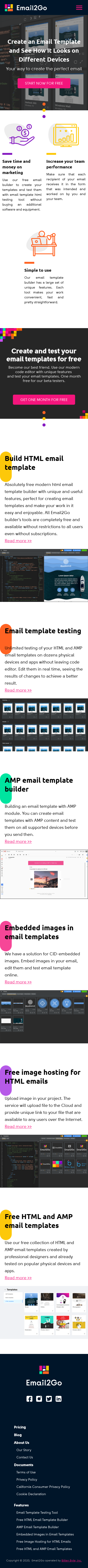 Example of Design for Internet & Telecom, Email & Messaging, Mobile Landing Page by email2go.io | Mobile Landing Page Design