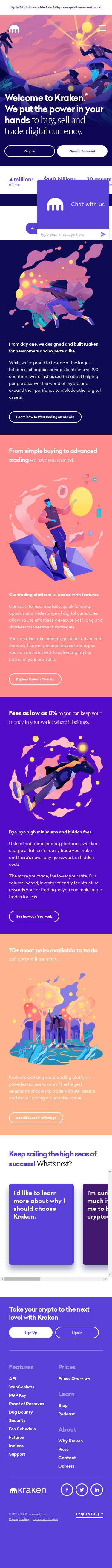 Example of Design for Finance, Investing, Mobile Landing Page by kraken.com | Mobile Landing Page Design