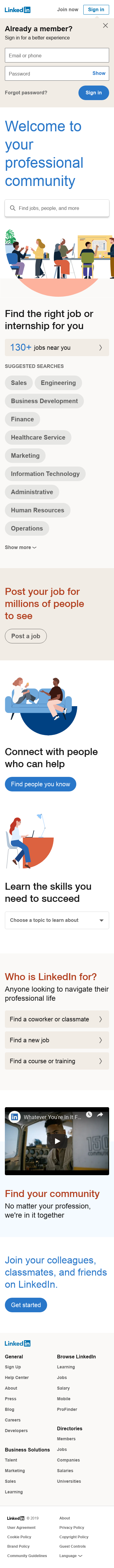 Example of Design for Jobs & Education, Mobile Landing Page by linkedin.com | Mobile Landing Page Design