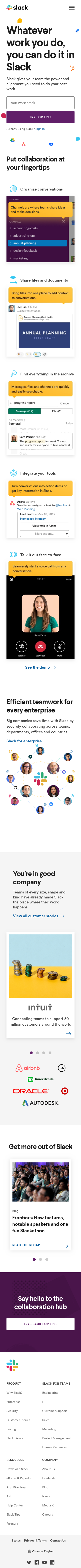 Example of Design for Computers & Electronics, Mobile Landing Page by slack.com-V3 | Mobile Landing Page Design