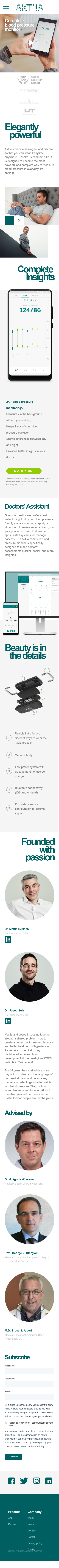 Example of Design for Health, Medical Devices & Equipment, Mobile Landing Page by aktiia.com | Mobile Landing Page Design