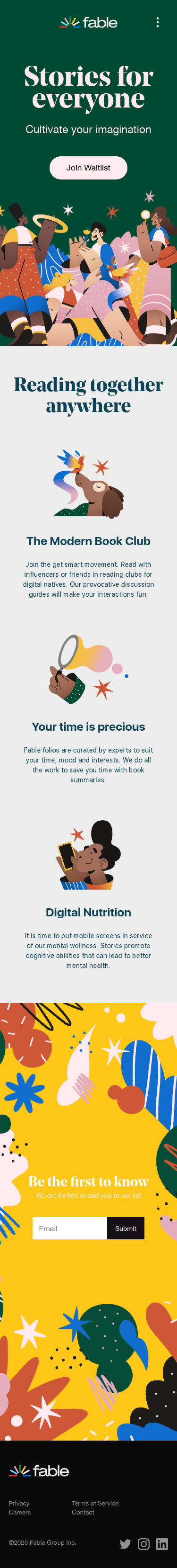 Example of Design for Books & Literature, Mobile Landing Page by fable.co | Mobile Landing Page Design