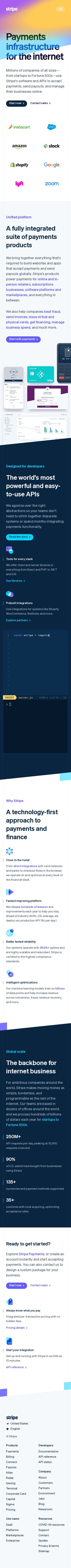 Example of Design for Business & Industrial, Business Services, E-Commerce Services, Mobile Landing Page by stripe.com-V2 | Mobile Landing Page Design