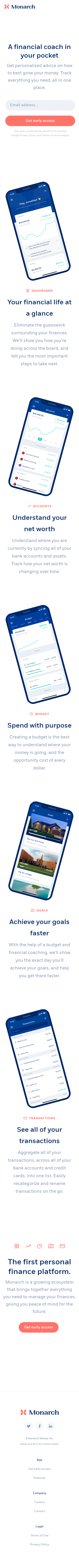 Example of Design for Finance, Financial Planning & Management, Mobile Landing Page by monarchmoney.com | Mobile Landing Page Design