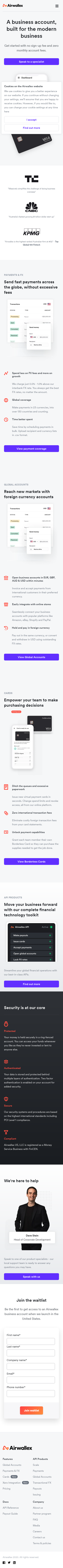 Example of Design for Finance, Mobile Landing Page by airwallex.com-V2 | Mobile Landing Page Design