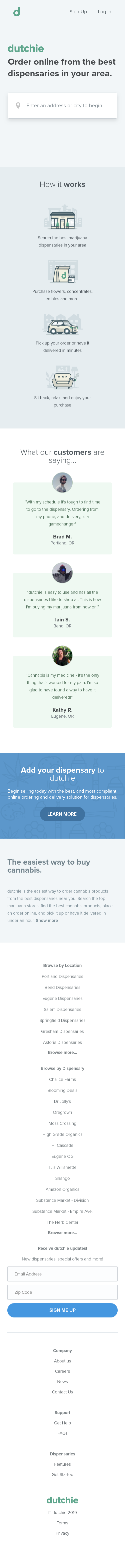 Example of Design for Sensitive Subjects, Mobile Landing Page by dutchie.com | Mobile Landing Page Design