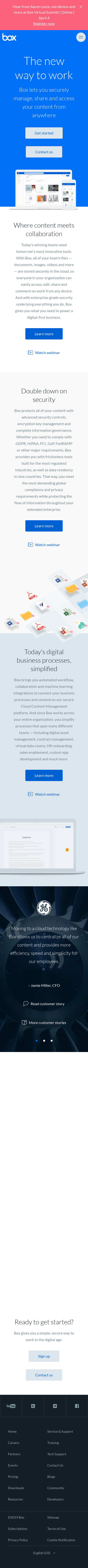 Example of Design for Business & Industrial, Mobile Landing Page by box.com | Mobile Landing Page Design