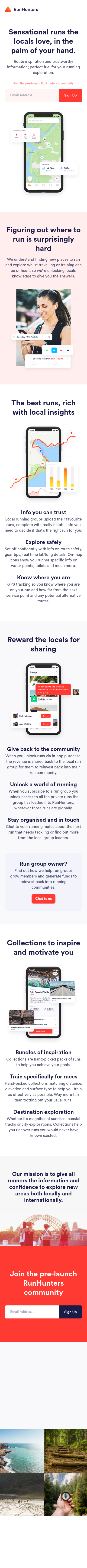 Example of Design for Hobbies & Leisure, Mobile Landing Page by runhunters.app | Mobile Landing Page Design