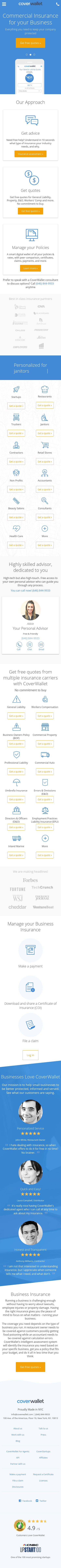 Example of Design for Finance, Insurance, Mobile Landing Page by coverwallet.com | Mobile Landing Page Design