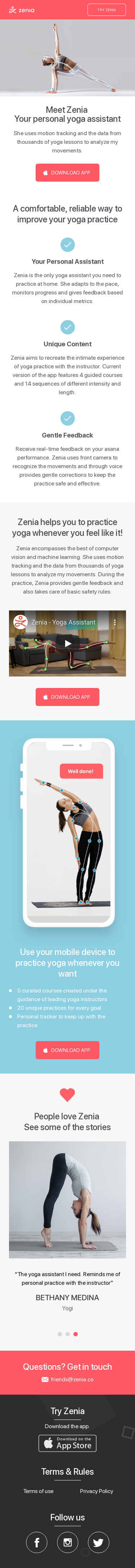 Example of Design for Beauty & Fitness, Fitness, Mobile Landing Page by zenia.app | Mobile Landing Page Design