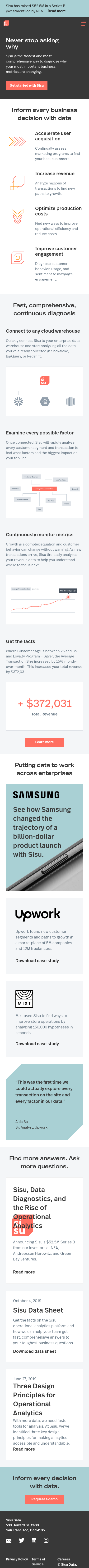 Example of Design for Business & Industrial, Mobile Landing Page by sisu.ai | Mobile Landing Page Design
