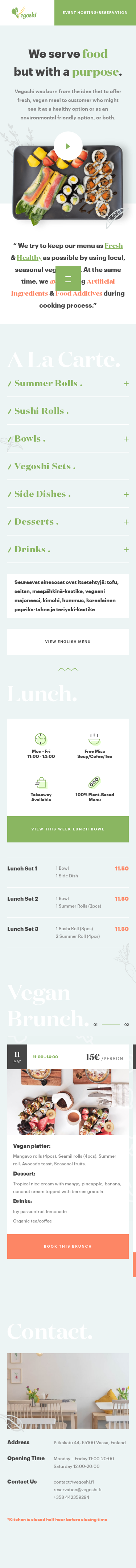Example of Design for Food & Drink, Cooking & Recipes, Mobile Landing Page by vegoshi.fi | Mobile Landing Page Design
