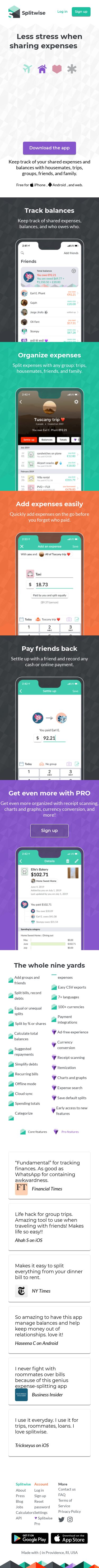 Example of Design for Finance, Mobile Landing Page by splitwise.com | Mobile Landing Page Design