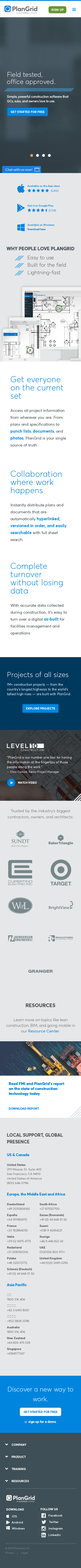 Example of Design for Science, Engineering & Technology, Mobile Landing Page by plangrid.com-V2 | Mobile Landing Page Design