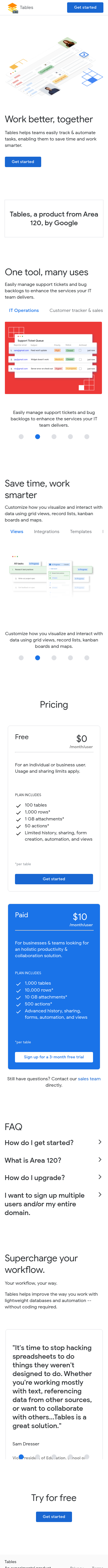 Example of Design for Computers & Electronics, Software, Business & Productivity Software, Mobile Landing Page by tables.area120.google.com/about | Mobile Landing Page Design
