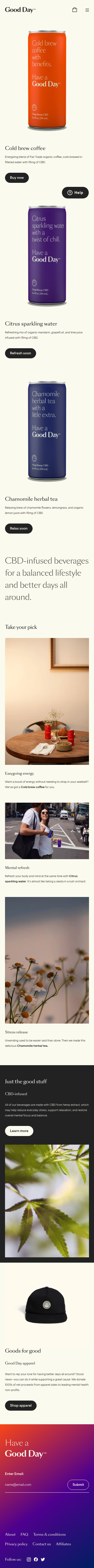 Example of Design for Food & Drink, Beverages, Coffee & Tea, Mobile Landing Page by drinkgoodday.com | Mobile Landing Page Design