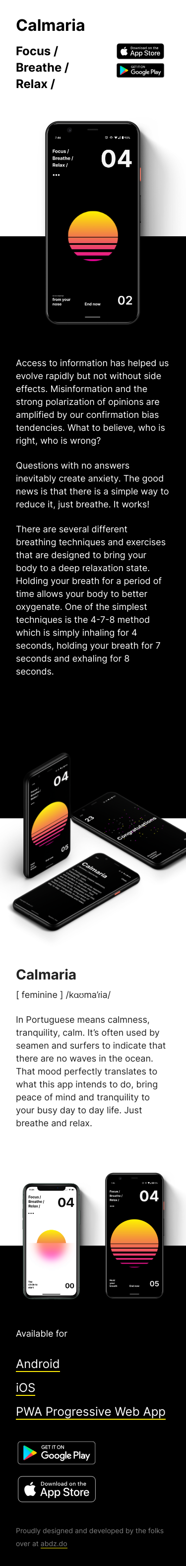 Example of Design for Internet & Telecom, Mobile & Wireless, Mobile Apps & Add-Ons, Mobile Landing Page by calmaria.app | Mobile Landing Page Design