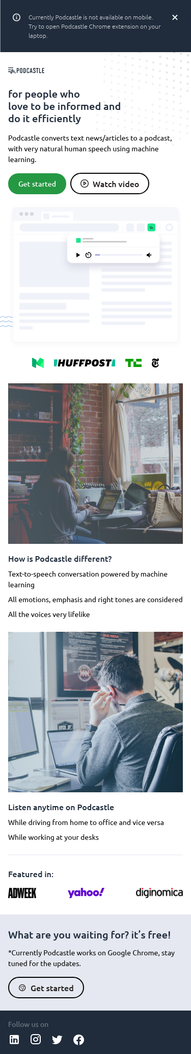 Example of Design for Computers & Electronics, Mobile Landing Page by podcastle.ai | Mobile Landing Page Design