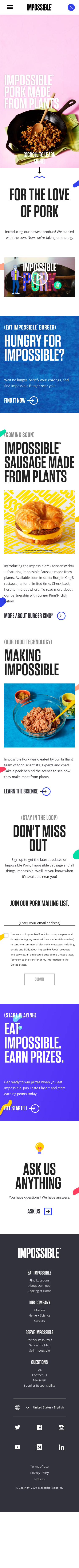 Example of Design for Food & Drink, Food, Meat & Seafood, Mobile Landing Page by impossiblefoods.com/pork/ | Mobile Landing Page Design