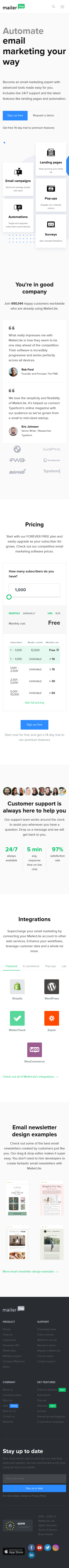 Example of Design for Business & Industrial, Business Services, Mobile Landing Page by mailerlite.com | Mobile Landing Page Design