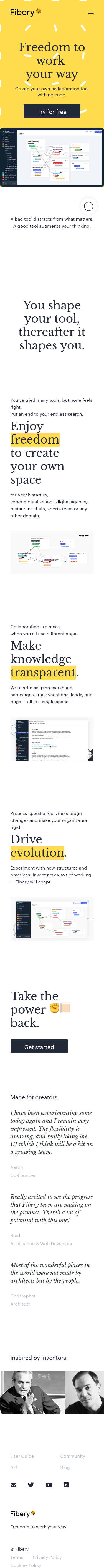 Example of Design for Computers & Electronics, Software, Business & Productivity Software, Mobile Landing Page by fibery.io | Mobile Landing Page Design