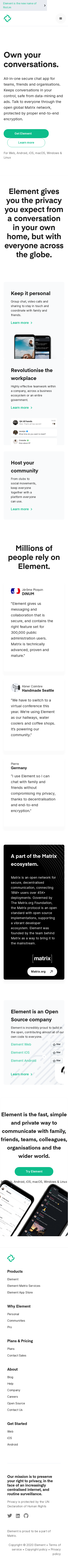 Example of Design for Internet & Telecom, Mobile Landing Page by element.io | Mobile Landing Page Design
