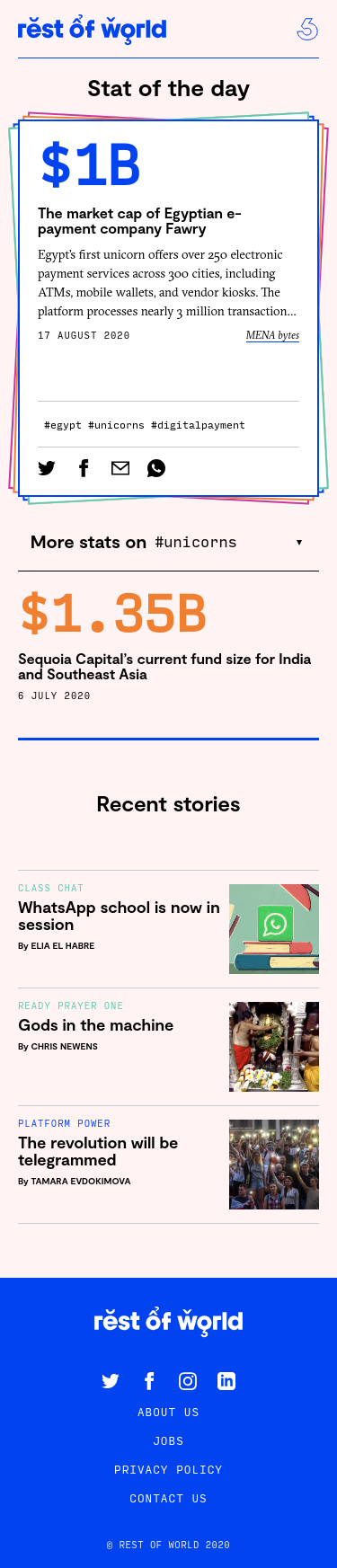 Example of Design for Uncategorized, Mobile Landing Page by restofworld.org/2020/stat-of-the-day | Mobile Landing Page Design