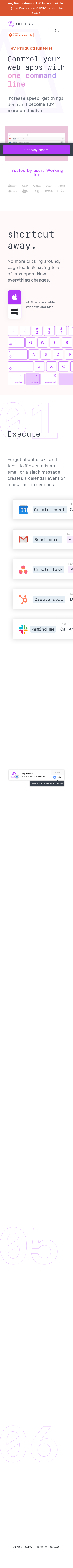 Example of Design for Uncategorized, Mobile Landing Page by akiflow.com/product-hunt | Mobile Landing Page Design