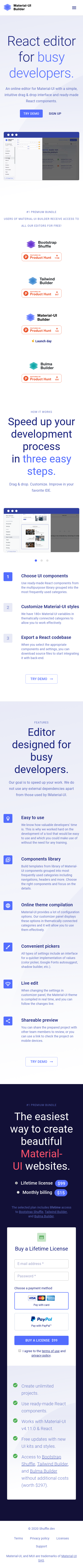 Example of Design for Computers & Electronics, Software, Mobile Landing Page by mui.dev | Mobile Landing Page Design