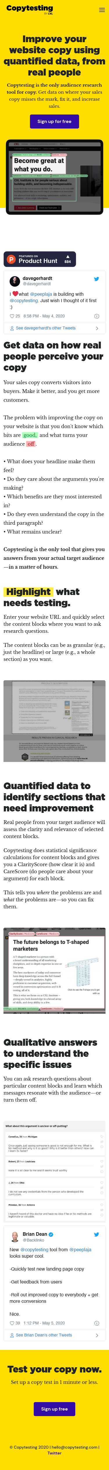 Example of Design for Business & Industrial, Business Services, Mobile Landing Page by copytesting.com | Mobile Landing Page Design