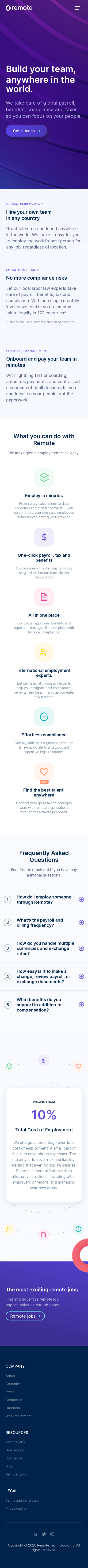 Example of Design for Business & Industrial, Business Operations, Mobile Landing Page by remote.com | Mobile Landing Page Design