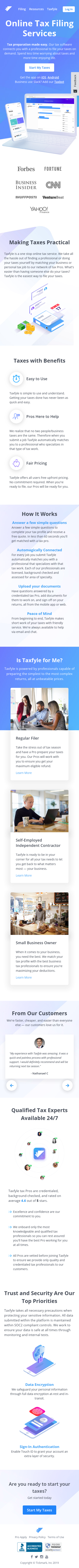 Example of Design for Finance, Accounting & Auditing, Tax Preparation & Planning, Mobile Landing Page by taxfyle.com-V2 | Mobile Landing Page Design