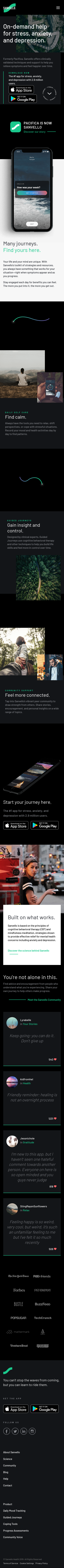 Example of Design for Health, Mental Health, Anxiety & Stress, Mobile Landing Page by sanvello.com | Mobile Landing Page Design