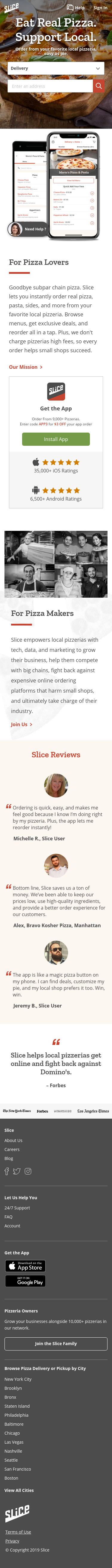 Example of Design for Food & Drink, Restaurants, Pizzerias, Mobile Landing Page by slicelife.com | Mobile Landing Page Design