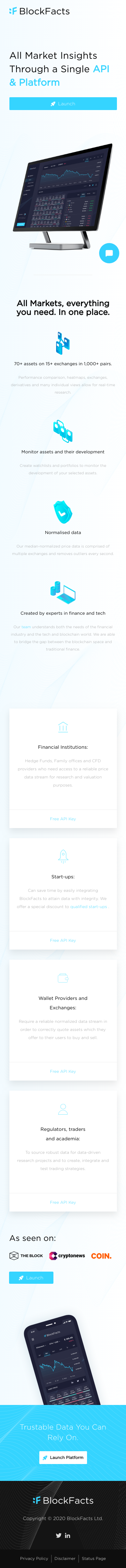 Example of Design for Finance, Investing, Mobile Landing Page by blockfacts.io | Mobile Landing Page Design
