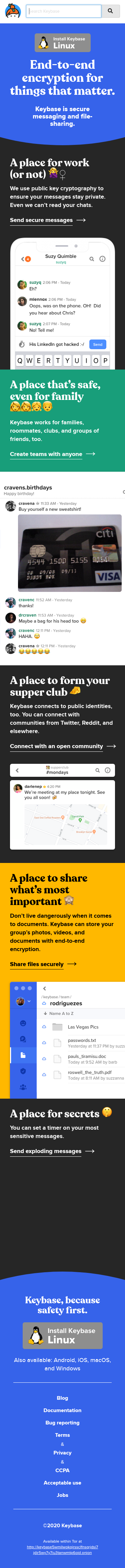 Example of Design for Online Communities, Mobile Landing Page by keybase.io | Mobile Landing Page Design