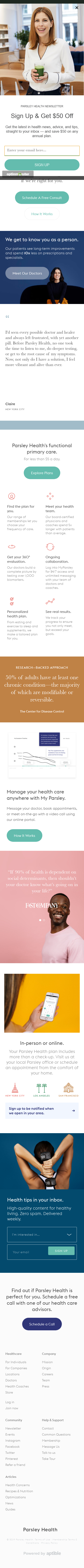 Example of Design for Health, Nutrition, Mobile Landing Page by parsleyhealth.com | Mobile Landing Page Design