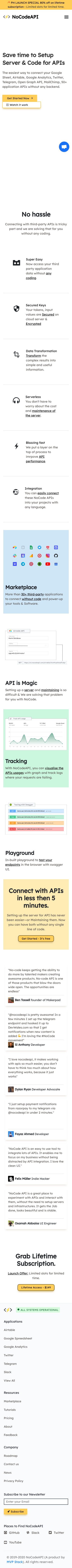 Example of Design for Computers & Electronics, Programming, Mobile Landing Page by nocodeapi.com | Mobile Landing Page Design