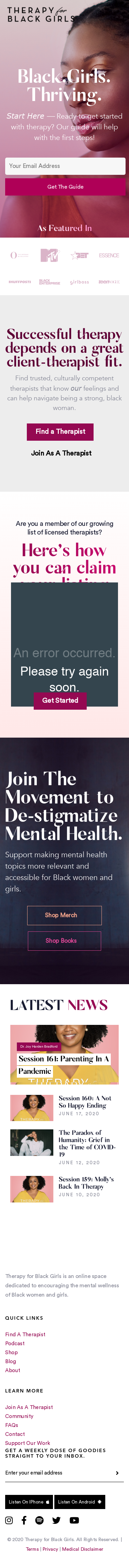 Example of Design for Law & Government, Social Services, Mobile Landing Page by therapyforblackgirls.com | Mobile Landing Page Design
