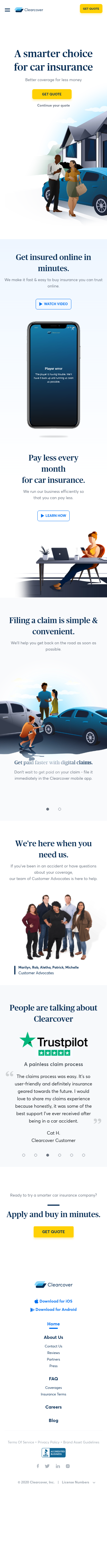 Example of Design for Finance, Insurance, Mobile Landing Page by clearcover.com-V2 | Mobile Landing Page Design