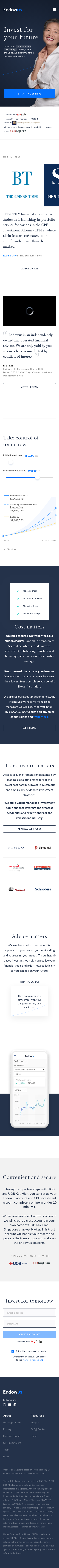 Example of Design for Finance, Investing, Mobile Landing Page by endowus.com | Mobile Landing Page Design