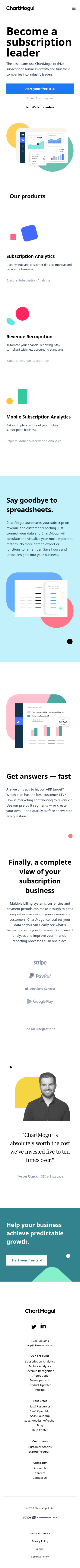 Example of Design for Business & Industrial, Mobile Landing Page by chartmogul.com | Mobile Landing Page Design
