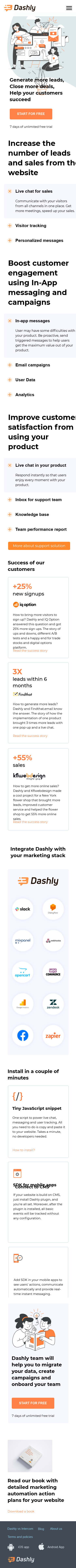 Example of Design for Internet & Telecom, Web Services, Mobile Landing Page by dashly.io | Mobile Landing Page Design