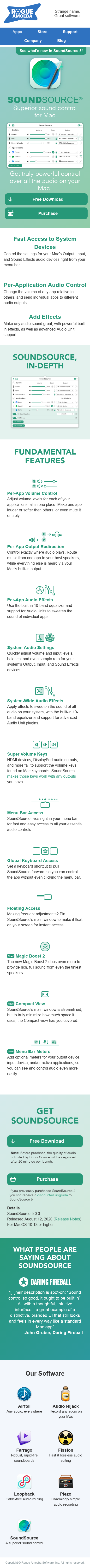 Example of Design for Computers & Electronics, Software, Multimedia Software, Mobile Landing Page by rogueamoeba.com/soundsource | Mobile Landing Page Design
