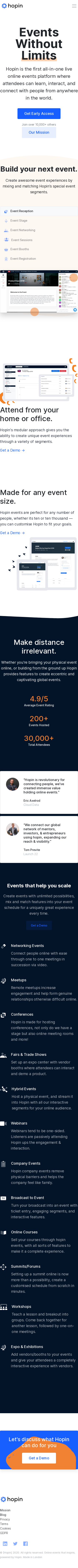 Example of Design for Business & Industrial, Hospitality Industry, Event Planning, Mobile Landing Page by hopin.to | Mobile Landing Page Design