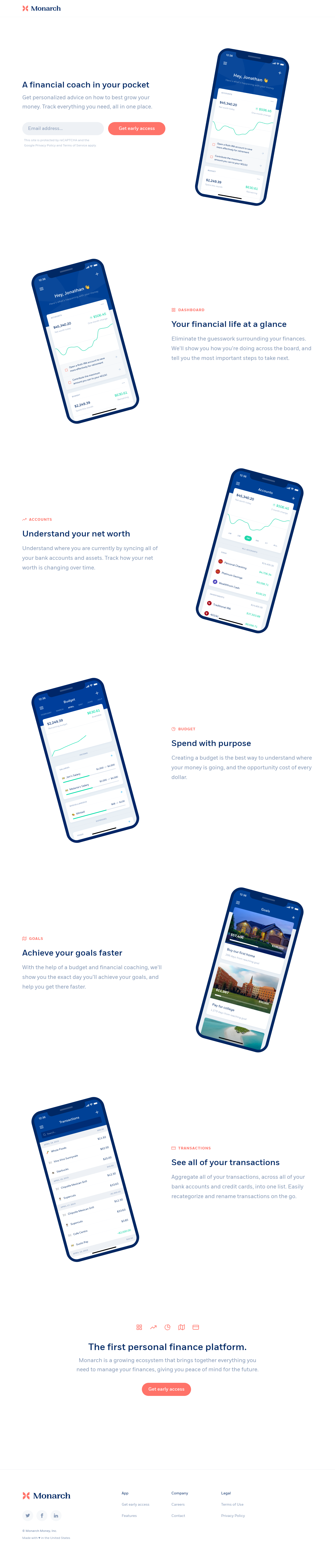 Example of Design for Finance, Financial Planning & Management, Landing Page by monarchmoney.com | Landing Page Design