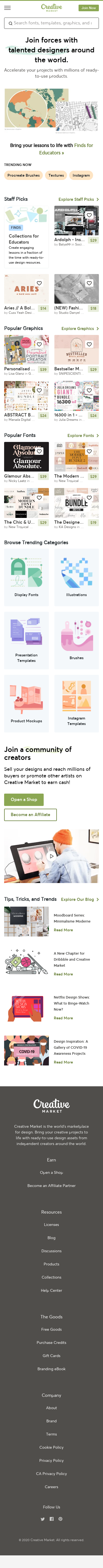 Example of Design for Arts & Entertainment, Visual Art & Design, Design, Mobile Landing Page by creativemarket.com | Mobile Landing Page Design